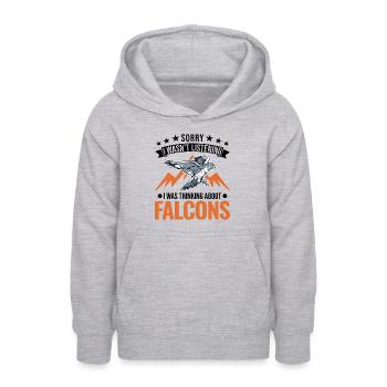 Falke Falkner Faucon crécerelle Fauconnerie Falkner - Sweat à capuche Ado - gris clair chiné - Devant - AI Model Teenager Male dark (155cm)