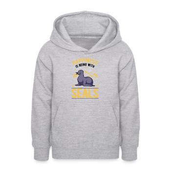 Robbe Glück Sea Lion Seelöwe - Teen Hoodie - light heather grey - Front - AI Model Teenager Male dark (155cm)