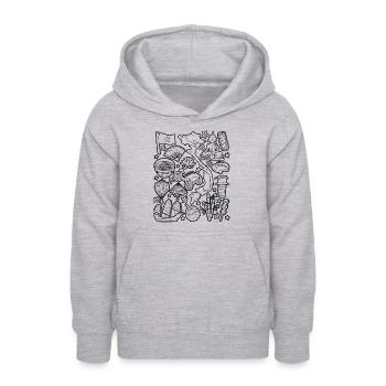 Vietnam Doodles Asien Hanoi Saigon Pho Banh Mi - Teenager Hoodie - Hellgrau meliert - Vorne - AI Model Teenager Male dark (155cm)