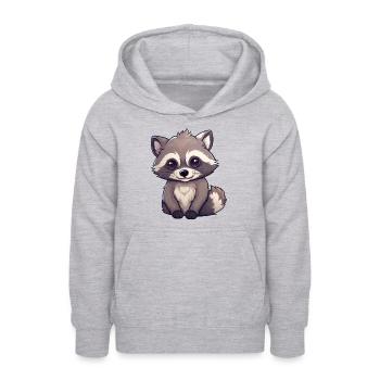 Waschbär - Teenager Hoodie - Hellgrau meliert - Vorne - AI Model Teenager Male dark (155cm)