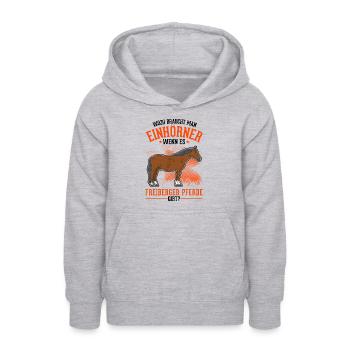 Freiberger Pferd Einhorn - Teenager Hoodie - Hellgrau meliert - Vorne - AI Model Teenager Male dark (155cm)