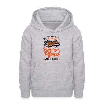 Freiberger Pferd - Teenager Hoodie - Hellgrau meliert - Vorne - AI Model Teenager Male dark (155cm)