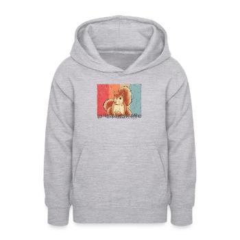 Eichhörnchen Écureuil rétro - Sweat à capuche Ado - gris clair chiné - Devant - AI Model Teenager Male dark (155cm)