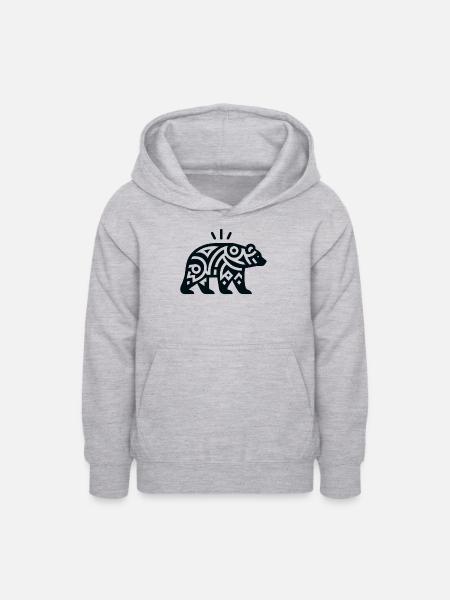 Bär Indianer-Tierkreis - Teenager Hoodie - Hellgrau meliert