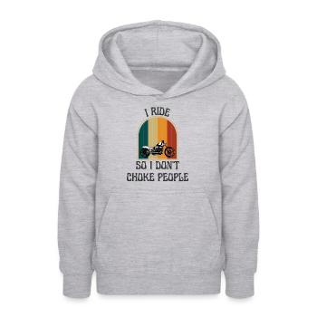 I Ride So I Don't Choke People Motorcycle -Gift - Teen Hoodie - light heather grey - Front - AI Model Teenager Male dark (155cm)