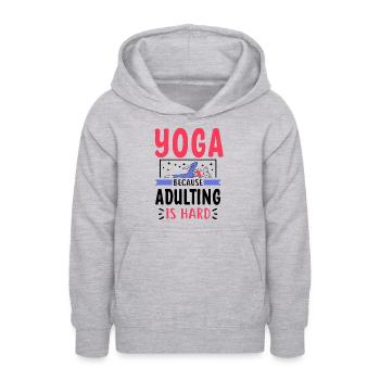 Emménager est difficile - Tahirt Funny Yoga - Sweat à capuche Ado - gris clair chiné - Devant - AI Model Teenager Male dark (155cm)