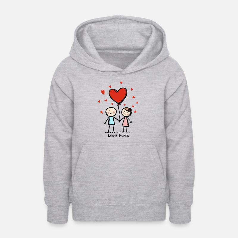 Stick Figure Amoureux Couple Saint-Valentin - Sweat à capuche Ado - gris clair chiné