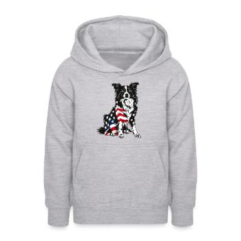 Border Collie Dog 4th of July American Flag Gifts - Teenager Hoodie - Hellgrau meliert - Vorne - AI Model Teenager Male dark (155cm)