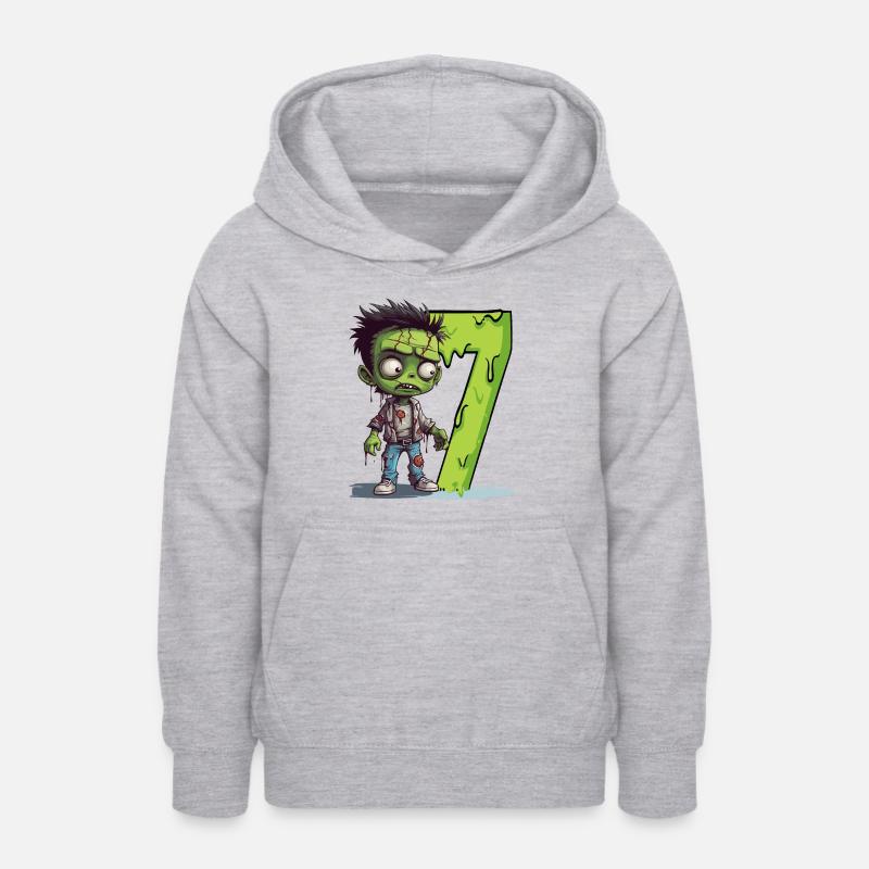 Zombie effrayant – Sept ans – - Sweat à capuche Ado - gris clair chiné