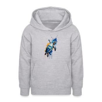 Tortue aquarelle - créature aquatique pacifique - Sweat à capuche Ado - gris clair chiné - Devant - AI Model Teenager Male dark (155cm)