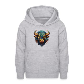 Bulle Portrait Taurus - Teenager Hoodie - Hellgrau meliert - Vorne - AI Model Teenager Male dark (155cm)