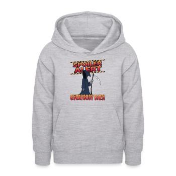 Alerte spoiler Tout le monde meurt - Sweat à capuche Ado - gris clair chiné - Devant - AI Model Teenager Male dark (155cm)