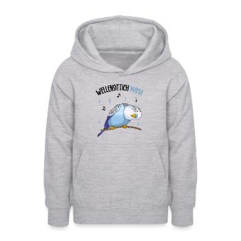 Wellensittich - Teenager Hoodie - Hellgrau meliert - Vorne - AI Model Teenager Male dark (155cm)
