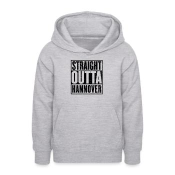 Straight Outta Hanovre - Sweat à capuche Ado - gris clair chiné - Devant - AI Model Teenager Male dark (155cm)