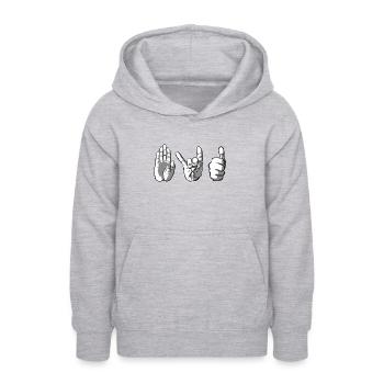La main-talk-show pour le silence - Sweat à capuche Ado - gris clair chiné - Devant - AI Model Teenager Male dark (155cm)
