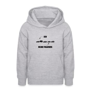 Ich und meine Follower - Wohnwagen - Gespann - Teenager Hoodie - Hellgrau meliert - Vorne - AI Model Teenager Male dark (155cm)