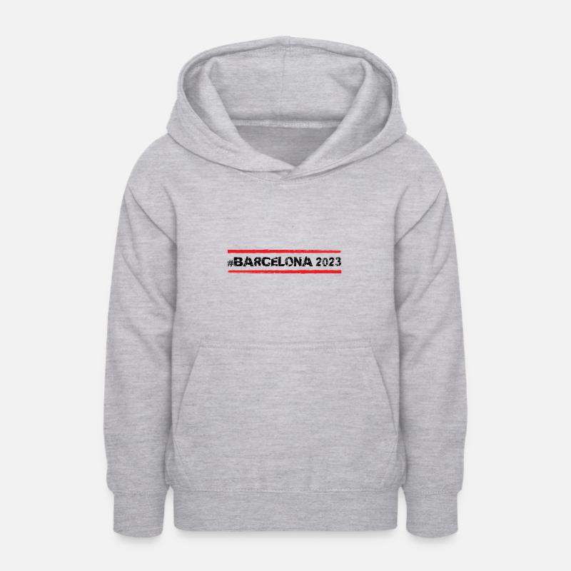Barcelone 2023 - Sweat à capuche Ado - gris clair chiné