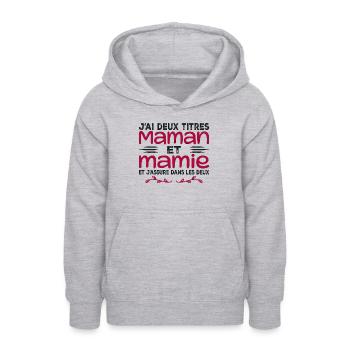 J’ai Deux Titres Maman Et Mamie | Fête des Mères - Sweat à capuche Ado - gris clair chiné - Devant - AI Model Teenager Male dark (155cm)