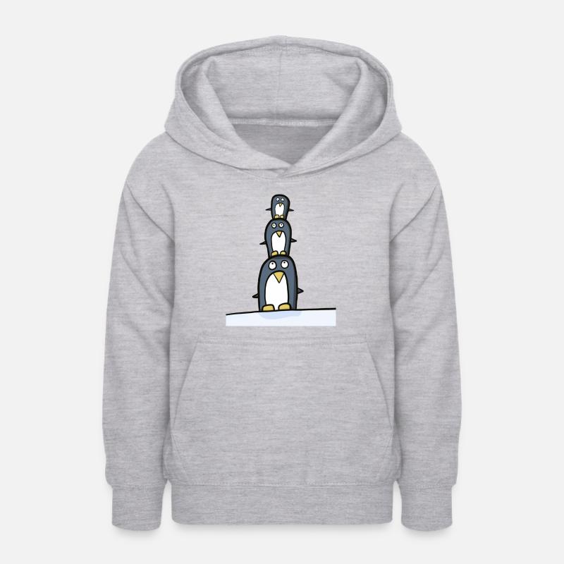 pingouins drôles, pingouins acrobatiques - Sweat à capuche Ado - gris clair chiné