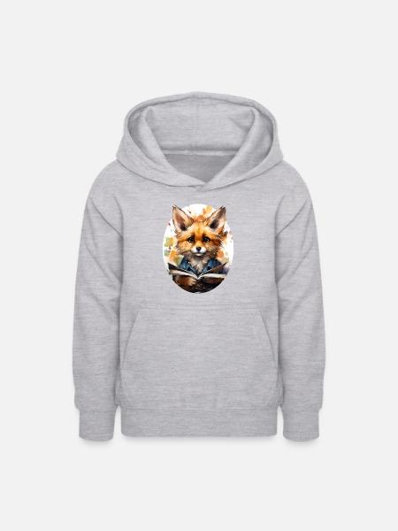 Fuchs - Teenager Hoodie - Hellgrau meliert