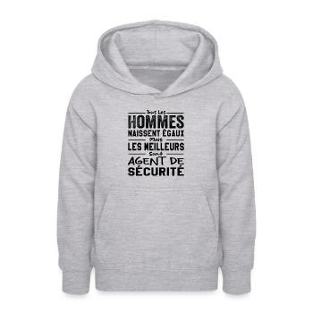 Meilleur Agent de Sécurité Métier Humour Garde - Sweat à capuche Ado - gris clair chiné - Devant - AI Model Teenager Male dark (155cm)