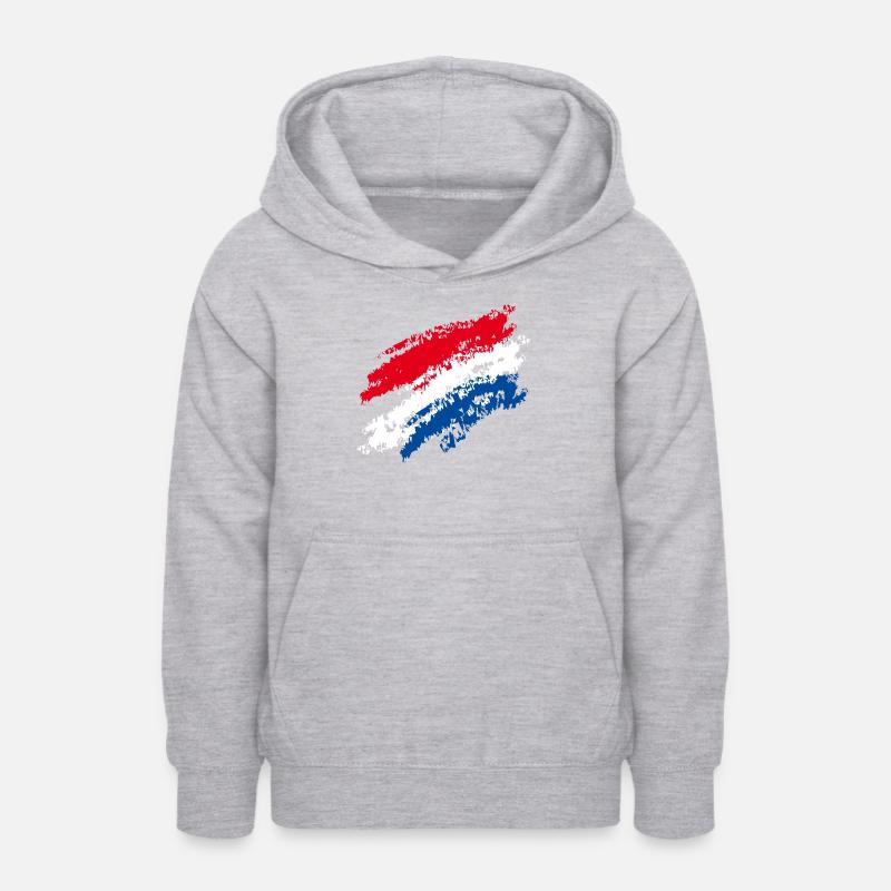 Drapeau des Pays-Bas / rayures italiques - craie - Sweat à capuche Ado - gris clair chiné