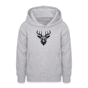 Hirsch - Teenager Hoodie - Hellgrau meliert - Vorne - AI Model Teenager Male dark (155cm)