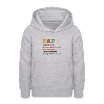 Papa Définition Idée Cadeau pour La Fête des Pères - Sweat à capuche Ado - gris clair chiné - Devant - AI Model Teenager Male dark (155cm)