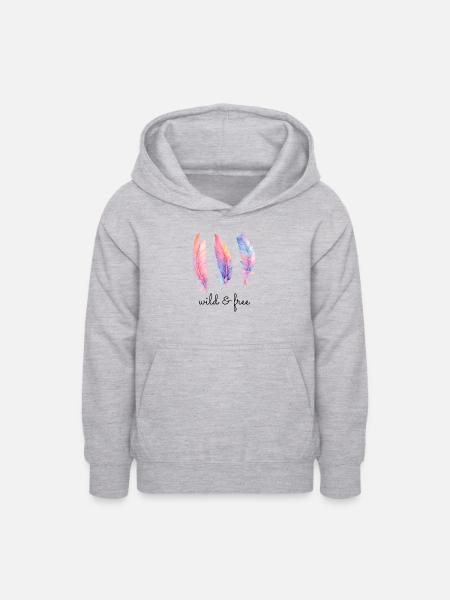 wild & free - Teenager Hoodie - Hellgrau meliert