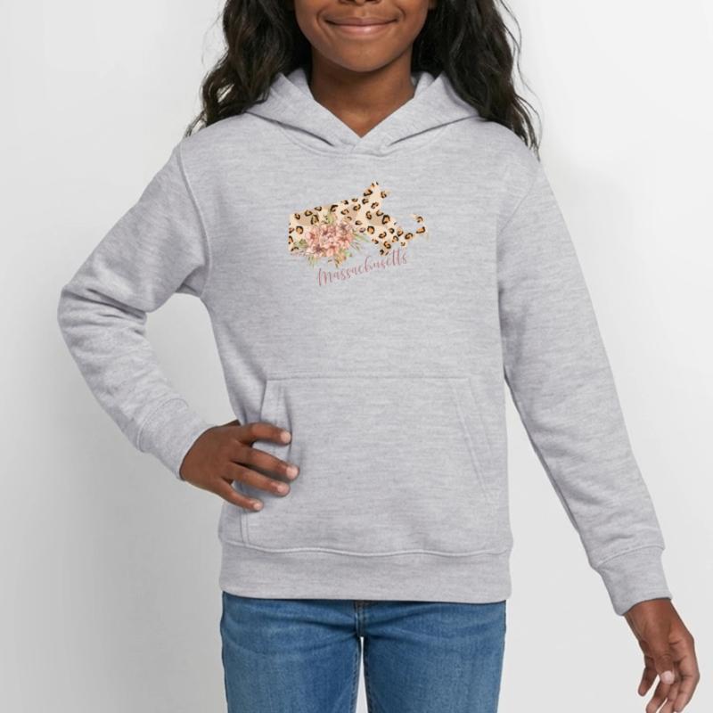 Massachusetts Leopard-pattern Map Teen Hoodie