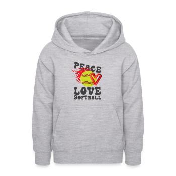 Les filles de la paix aiment le softball - Sweat à capuche Ado - gris clair chiné - Devant - AI Model Teenager Male dark (155cm)