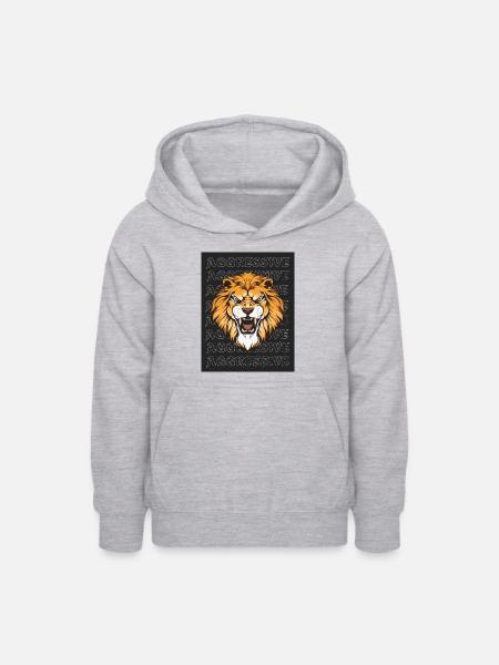 Aggressive Lion - Teenager Hoodie - Hellgrau meliert