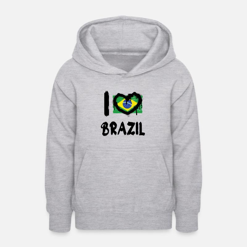 J’aime Brésil / J’aime Brésil Pays Pays - Sweat à capuche Ado - gris clair chiné