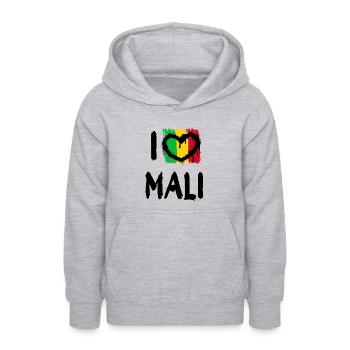 J’aime Mali / J’aime Mali Pays Pays - Sweat à capuche Ado - gris clair chiné - Devant - AI Model Teenager Male dark (155cm)