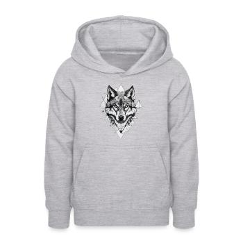 Wolf Wolfskopf Geometrisch Kunst Natur Wildnis - Teenager Hoodie - Hellgrau meliert - Vorne - AI Model Teenager Male dark (155cm)