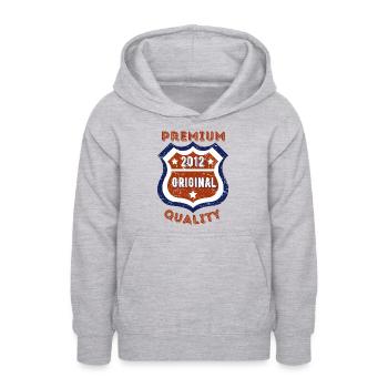 Premium-Qualität 2012 - Teenager Hoodie - Hellgrau meliert - Vorne - AI Model Teenager Male dark (155cm)