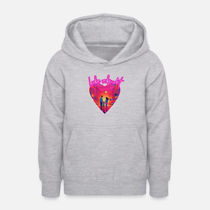 L’amour unit - Sweat à capuche Ado - gris clair chiné