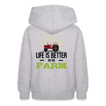 Life is Better on the Farm - Teen Hoodie - light heather grey - Back - AI Model Teenager Male dark (155cm)