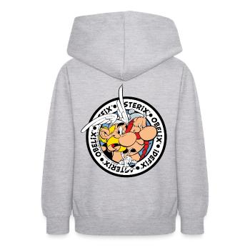 Asterix & Obelix & Dogmatix On An Adventure Tour - Teen Hoodie - light heather grey - Back - AI Model Teenager Male dark (155cm)