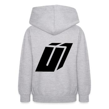 Abstract U letter - Teen Hoodie - light heather grey - Back - AI Model Teenager Male dark (155cm)