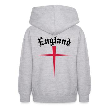 OLD ENGLAND - Sweat à capuche Ado - gris clair chiné - Dos - AI Model Teenager Male dark (155cm)