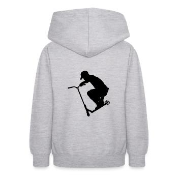 Trotinette freestyle : deck grab - Sweat à capuche Ado - gris clair chiné - Dos - AI Model Teenager Male dark (155cm)