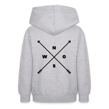 Kompass - Teenager Hoodie - Hellgrau meliert - Hinten - AI Model Teenager Male dark (155cm)