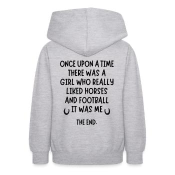 Ein Mädchen, das Fußball und Pferde wirklich mochte. - Teenager Hoodie - Hellgrau meliert - Hinten - AI Model Teenager Male dark (155cm)