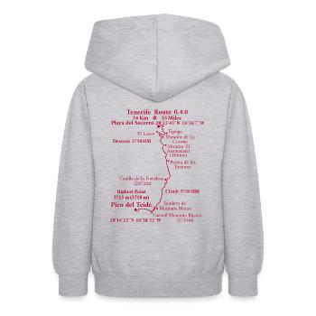 Route 0.4.0 Playa del Socorro - Pico del Teide - Teenager Hoodie - Hellgrau meliert - Hinten - AI Model Teenager Male dark (155cm)