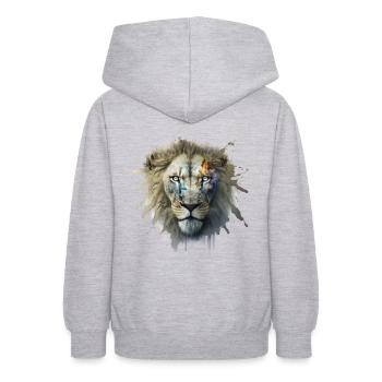 Lion mort-vivant : redoutable souverain de la savane - Sweat à capuche Ado - gris clair chiné - Dos - AI Model Teenager Male dark (155cm)