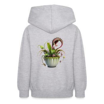 Morts-vivants verts - Sweat à capuche Ado - gris clair chiné - Dos - AI Model Teenager Male dark (155cm)