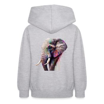 Le pouvoir de l’éléphant - Sweat à capuche Ado - gris clair chiné - Dos - AI Model Teenager Male dark (155cm)
