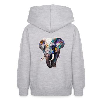 Les éléphants n’oublient jamais - Sweat à capuche Ado - gris clair chiné - Dos - AI Model Teenager Male dark (155cm)