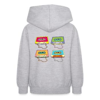 Musikkassette Compact Cassette Magnettonband Retro - Teenager Hoodie - Hellgrau meliert - Hinten - AI Model Teenager Male dark (155cm)